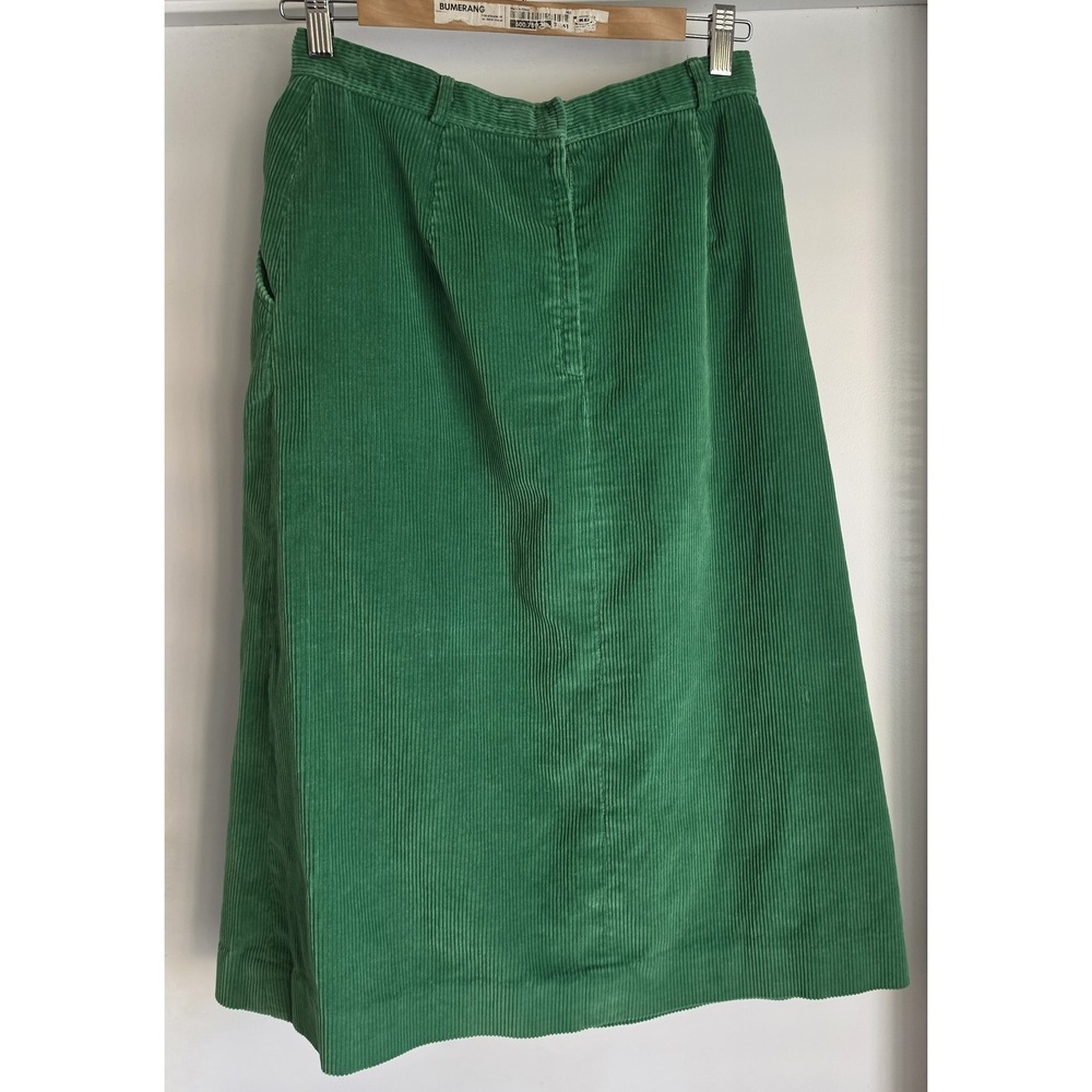David Brooks Ltd Corduroy Skirt Size 12 Green Solid Midi Vintage Women